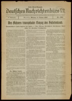 Deutsches Nachrichtenbüro. 5 Jahrg., Nr. 1598, 1938 October 3, Erste Abend-Ausgabe