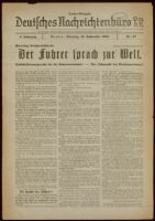 Deutsches Nachrichtenbüro. 5 Jahrg., 1938 September 13, Sonder-Ausgabe Nr. 47: "Partietag Grossdeutschlands"