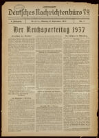 Deutsches Nachrichtenbüro. 4 Jahrg., 1937 September 6, Sonder-Ausgabe Nr. 1: "Der Reichsparteitag 1937"