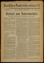 Deutsches Nachrichtenbüro. 7 Jahrg., Nr. 1, 1940 January 1