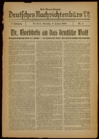 Deutsches Nachrichtenbüro. 7 Jahrg., Nr. 4, 1940 January 2, Erste Morgen-Ausgabe