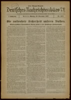 Deutsches Nachrichtenbüro. 4 Jahrg., Nr. 1615, 1937 November 29, Erste Morgen-Ausgabe