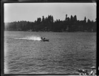 Outboard motorboat, Lake Arrowhead, [1929?]