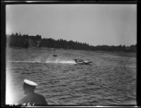 Outboard motorboat, Lake Arrowhead, [1929?]