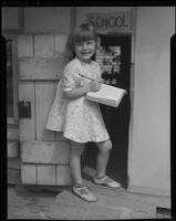 Girl playing school, Los Angeles, circa 1935