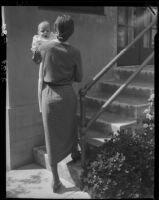 Woman holding baby, Los Angeles, circa 1935