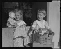 Girls doing doll's laundry, Los Angeles, circa 1935