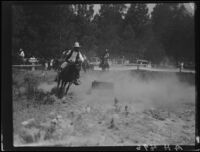 Rodeo rider performing, Lake Arrowhead Rodeo, Lake Arrowhead, 1929