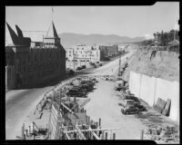 Construction site on the California Incline leading to the Pacific Coast Highway, Santa Monica, 1934