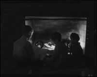 Boys at fireplace, Los Angeles, circa 1935