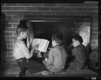 Boys at fireplace, Los Angeles, circa 1935