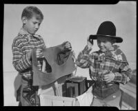 Boys dressed as cowboys, Los Angeles, circa 1935