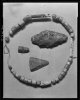Indian beads and stones or arrowheads, near Saddle Peak, Los Angeles, 1928