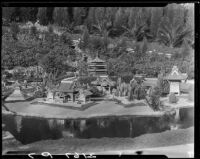 Miniature replica of temples in Nikko, Japan, in Bernheimer Gardens, Pacific Palisades, 1927-1940