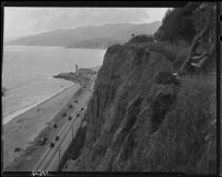 Lighthouse-shaped building on Will Rogers State Beach and Pacific Coast Highway, Pacific Palisades, 1928
