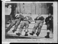 Bodies of Dalton Gang members, Coffeyville, Kansas, photographed 1892, printed with caption, rephotographed 1931