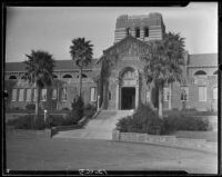 Santa Monica High School, building facade and entrance, Santa Monica, 1927