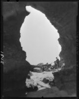 Picnic at Laguna Beach, photographed from interior of cave, Laguna Beach, 1925