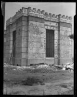 Samson Tire and Rubber Company, an Assyro-Bablyonian revival style building, under construction, Commerce, 1929