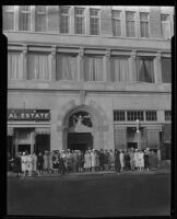 Group gathered in front of Elks building, Lodge 906, Main Street, Santa Monica, [1926-1940]
