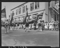 Color guard in parade, Santa Barbara, 1933