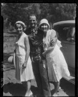 Actor Reginald Denny and two women, Lake Arrowhead Rodeo, Lake Arrowhead, 1929