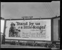 Billboard advertising Near East Relief, Los Angeles, 1927