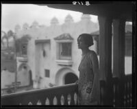 Woman on balcony of the Hotel Playa Ensenada , Ensenada, 1931