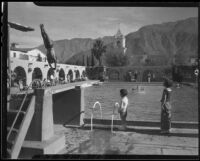 Dutch Smith diving into pool, El Mirador Hotel, Palm Springs, [1935?]