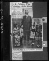 Photograph of newspaper article, "L. A. Children Plan Golden Rule Week," 1930