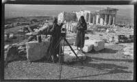 Cameraman Frank Goodliffe and Margaret Rotha on the Acropolis during the filming of Contact, Athens, 1933