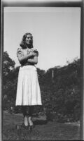 Margaret Rotha near hillside, 1932 or 1933
