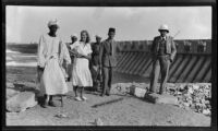 Margaret Rotha and 5 men, Aswan Dam, Aswān (vicinity), Egypt, 1933