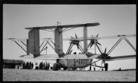 Imperial Airways plane Hadrian on ground during the filming of Contact, [Karachi?], 1932-1933