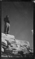 Filmmaker Paul Rotha standing on the Acropolis during the filming of Contact, Athens, 1933