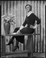 Peggy Hamilton modeling a mid-calf length dress, 1933