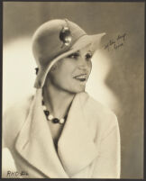 Peggy Hamilton modeling a felt hat, circa 1931-1932