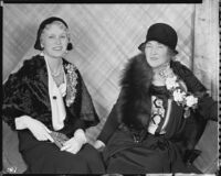 Peggy Hamilton with Mrs. Frank H. Schofield at the Warner Bros. Studio, Burbank, 1931