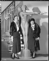 Peggy Hamilton with Mrs. Frank H. Schofield at Warner Bros. Studio, Burbank, 1931