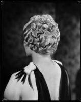 Peggy Hamilton modeling a permanent wave hairstyle by Weaver Jackson's salon, 1933