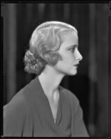 Actress Ruth Channing modeling a hairstyle from the Weaver Jackson Beauty Salon, 1933