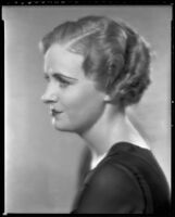 Actress Dorothy Peterson modeling a hairstyle from the Weaver Jackson salon, circa 1932-1933