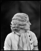 RKO Featured Player Polly Walters modeling a permanent wave hairstyle from Weaver Jackson's Hollywood Beauty Salon, 1932