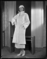 Actress Kathleen Burke modeling a fur coat from Beckman's, 1933