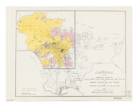 Map of the southern portion of Los Angeles County, California, showing approximate location of building permits issued during period June 1, 1936-Oct. 8, 1937 for commercial, industrial, and public buildings and alterations and repairs of $500 or more
