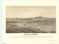 San Diego, California, terminus of the Texas Railway, from the peninsula looking east across the bay