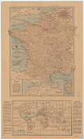 French Line Map of France with Inset Map of Northern Africa