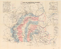 Map of Northern France. The Advance in 1914.