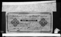 1907 one-dollar Los Angeles Clearing House Certificate, obverse, [Los Angeles?], [photographed 1920-1940?]