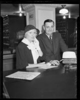 Movie director Edward Sedgwick and fiancee Ebba Havez, [Los Angeles?], 1933